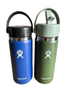 Set of two Hydro Flask Blue & Olive Green